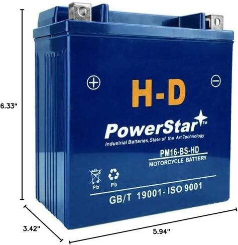 PowerStar H-D Motorcycle Battery for Kawasaki Vulcan 2000cc 1700cc 1500cc YTX16-BS in Kuwait