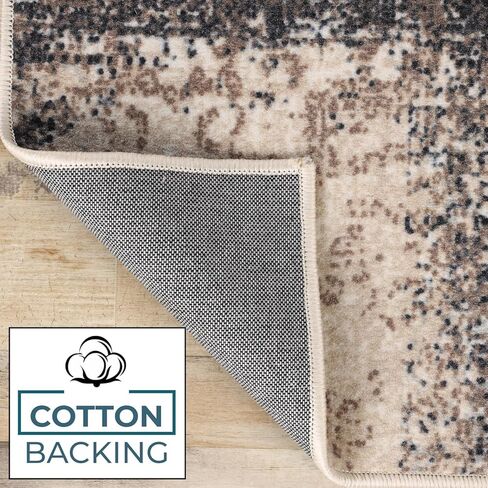 Superior Indoor Area Rug, Plush Carpet Cover, for Kids or Pets, Apartment Rugs, Hallways, Entry, Office, Living Room, Distressed Abstract Damask, Bristol Collection, 12' x 15', Beige/Brown in Saudi Arabia