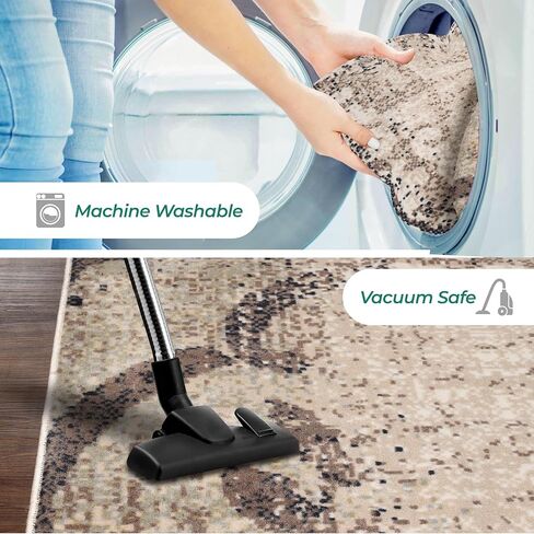 Superior Indoor Area Rug, Plush Carpet Cover, for Kids or Pets, Apartment Rugs, Hallways, Entry, Office, Living Room, Distressed Abstract Damask, Bristol Collection, 12' x 15', Beige/Brown in Saudi Arabia