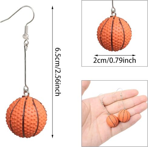 Honbay 1 Pair of 3D Sport Ball Earrings Exaggerated Personality Sports Style Earrings Basketball Dangle Drop Earrings Fans Players Gift for Sports Lovers in Kuwait