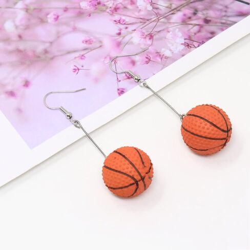 Honbay 1 Pair of 3D Sport Ball Earrings Exaggerated Personality Sports Style Earrings Basketball Dangle Drop Earrings Fans Players Gift for Sports Lovers in Kuwait