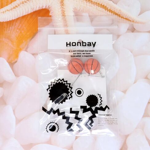 Honbay 1 Pair of 3D Sport Ball Earrings Exaggerated Personality Sports Style Earrings Basketball Dangle Drop Earrings Fans Players Gift for Sports Lovers in Kuwait