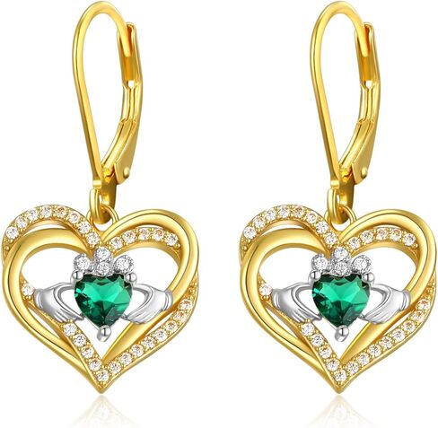 Irish Jewelry Claddagh Earrings for Women Dangle 925 Sterling Silver Gold Plated Triquetra Celtic Knot Heart Irish Gifts Made In Ireland in Saudi Arabia
