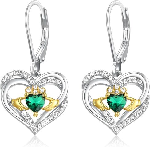 Irish Jewelry Claddagh Earrings for Women Dangle 925 Sterling Silver Gold Plated Triquetra Celtic Knot Heart Irish Gifts Made In Ireland in Saudi Arabia