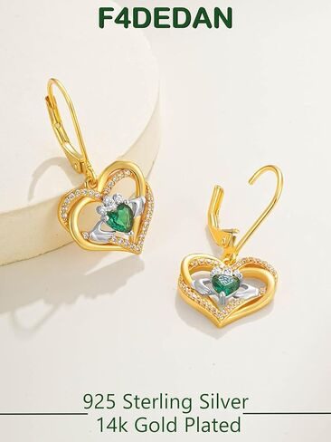 Irish Jewelry Claddagh Earrings for Women Dangle 925 Sterling Silver Gold Plated Triquetra Celtic Knot Heart Irish Gifts Made In Ireland in Saudi Arabia