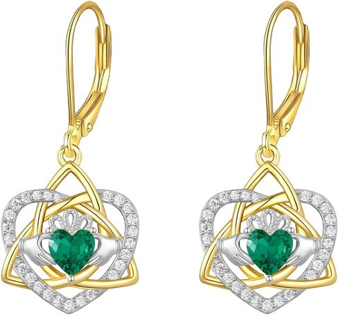 Irish Jewelry Claddagh Earrings for Women Dangle 925 Sterling Silver Gold Plated Triquetra Celtic Knot Heart Irish Gifts Made In Ireland in Saudi Arabia