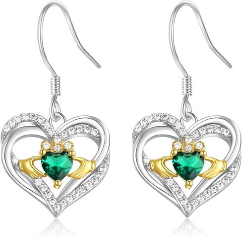 Irish Jewelry Claddagh Earrings for Women Dangle 925 Sterling Silver Gold Plated Triquetra Celtic Knot Heart Irish Gifts Made In Ireland in Saudi Arabia