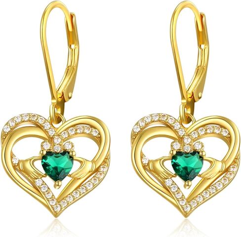 Irish Jewelry Claddagh Earrings for Women Dangle 925 Sterling Silver Gold Plated Triquetra Celtic Knot Heart Irish Gifts Made In Ireland in Saudi Arabia