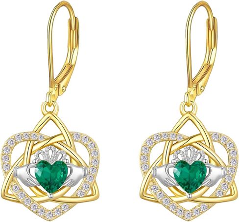 Irish Jewelry Claddagh Earrings for Women Dangle 925 Sterling Silver Gold Plated Triquetra Celtic Knot Heart Irish Gifts Made In Ireland in Saudi Arabia