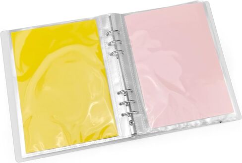 Bercoor 5x8 Index Card Binder Holder, A5 6 Ring Binder, Small Storage Organizer for Photos, Postcards, Recipe Cards, 60 Card Sleeves, Stores up to 120 Pieces Card in Kuwait