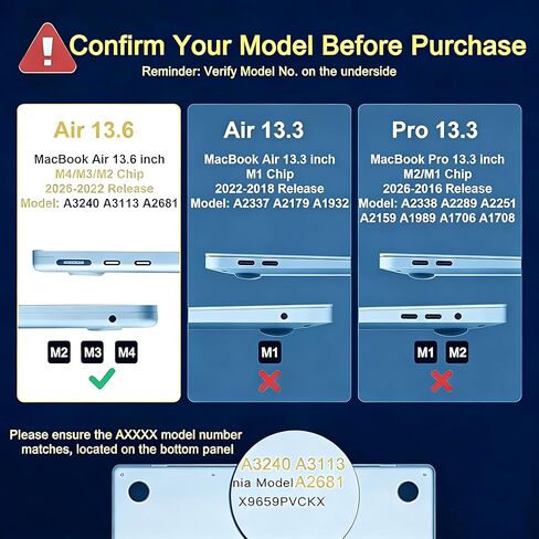 KECC متوافق مع حافظة MacBook Air 13 بوصة 2025 2024 2023 2022 الإصدار M4 A3240 M3 A3113 M2 A2681 غلاف صلب بلاستيكي لجهاز MacBook Air 13.6 بوصة، وردي خيالي in Kuwait