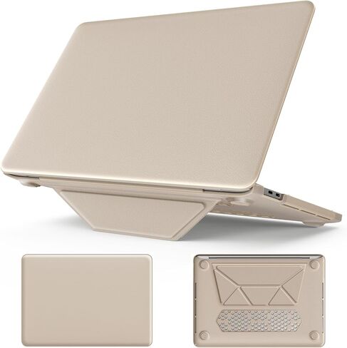 Laptop Case for MacBook Pro 13 2018/2020/2022(A2338 M1/M2 A2289 A2251 A2159 A1989 A1706 A1708),Premium Leather + PC Hard Slim Clip on Cover Case Full Protection Shell W Magnetic Stand,Black in Kuwait
