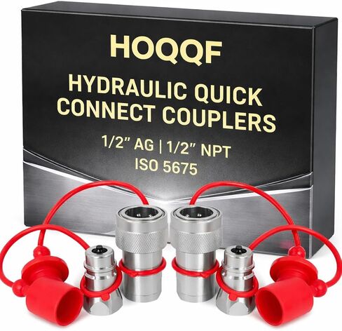 1/2" Ag Hydraulic Quick Connect Tractor Couplers, ISO 5675 Poppet Pioneer Style with Dust Caps, Ball Valve Pioneer Style, 2 Sets Hoqqf in Kuwait