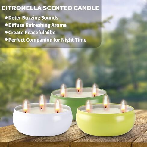 شموع السترونيلا في الهواء الطلق، مجموعة شموع السترونيلا الكبيرة مكونة من 3 شموع صويا 12 أونصة مع زيت السترونيلا الطبيعي، وقت حرق 240 ساعة للفناء والفناء الخلفي والسطح والحديقة والتخييم وليالي الصيف in Kuwait