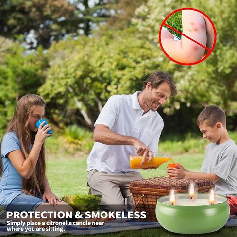 شموع السترونيلا في الهواء الطلق، مجموعة شموع السترونيلا الكبيرة مكونة من 3 شموع صويا 12 أونصة مع زيت السترونيلا الطبيعي، وقت حرق 240 ساعة للفناء والفناء الخلفي والسطح والحديقة والتخييم وليالي الصيف in Kuwait