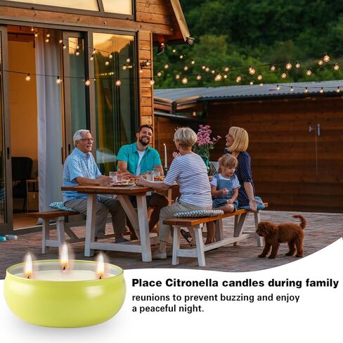 شموع السترونيلا في الهواء الطلق، مجموعة شموع السترونيلا الكبيرة مكونة من 3 شموع صويا 12 أونصة مع زيت السترونيلا الطبيعي، وقت حرق 240 ساعة للفناء والفناء الخلفي والسطح والحديقة والتخييم وليالي الصيف in Kuwait