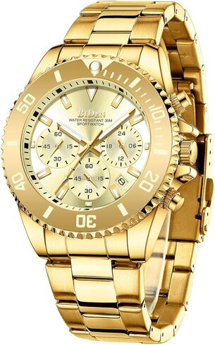 Biden Mens Watches Chronograph Stainless Steel Waterproof Date Analog Quartz Watch Business Casual Fashion Wrist Watches for Men, Black a, Quartz Watch,Chronograph in Kuwait