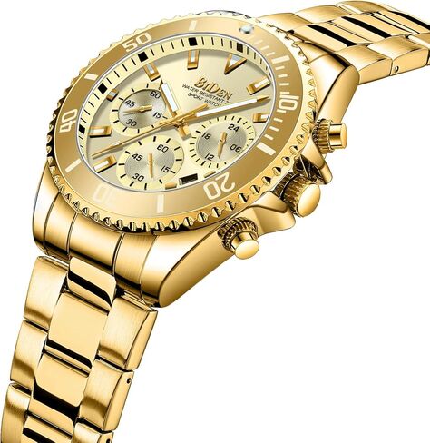 Biden Mens Watches Chronograph Stainless Steel Waterproof Date Analog Quartz Watch Business Casual Fashion Wrist Watches for Men, Black a, Quartz Watch,Chronograph in Kuwait