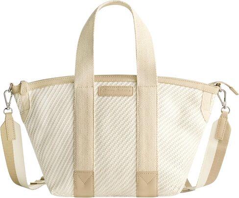 Tommy Bahama Tote Bag, Women's Casual Everyday Shoulder Bag with Zip Closure and Adjustable Shoulder Strap, Tan/White in Saudi Arabia