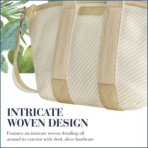 Tommy Bahama Tote Bag, Women's Casual Everyday Shoulder Bag with Zip Closure and Adjustable Shoulder Strap, Tan/White in Saudi Arabia