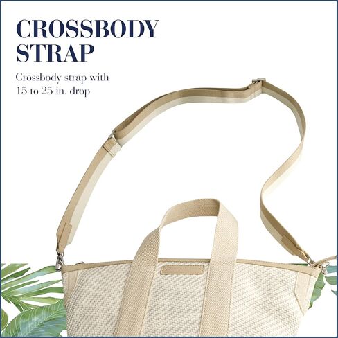 Tommy Bahama Tote Bag, Women's Casual Everyday Shoulder Bag with Zip Closure and Adjustable Shoulder Strap, Tan/White in Saudi Arabia
