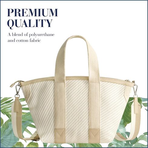 Tommy Bahama Tote Bag, Women's Casual Everyday Shoulder Bag with Zip Closure and Adjustable Shoulder Strap, Tan/White in Saudi Arabia