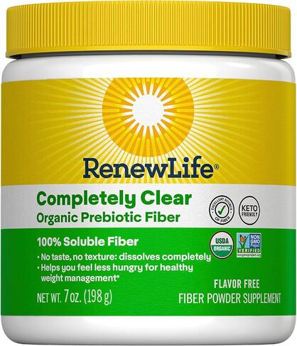 Renew Life Adult Completely Clear Organic Prebiotic Keto Friendly Fiber, Powder, 7 oz. (Package May Vary) in Kuwait
