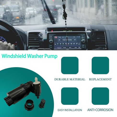 Black Windshield Washer Pump with Grommet Fit for Nissan Versa 2007-2012 for Juke 2011-2017 for NV1500 NV2500 NV3500 2016-2017 for Rogue Sport 28920-EL00A Car Front Water Washer Fluid Pump in Kuwait