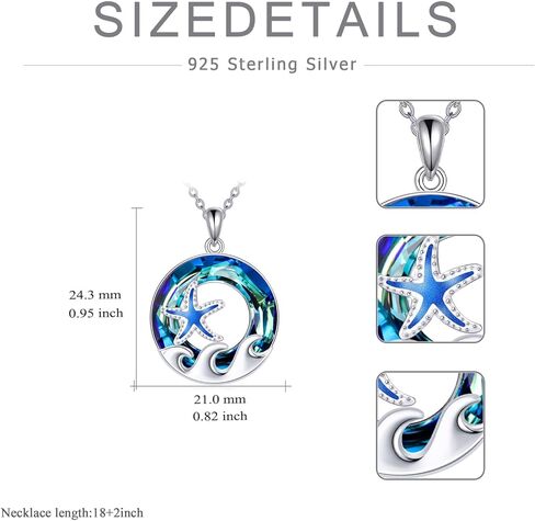 TOUPOP Sea Turtle/Mermaid/Dolphin/Shell/Starfish/Conch/Seahorse Necklace for Women Sterling Silver Ocean Pendant Necklace with Crystal Ocean Beach Charm Jewelry Birthday Christmas Gifts in Saudi Arabia