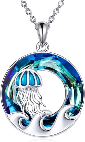 TOUPOP Sea Turtle/Mermaid/Dolphin/Shell/Starfish/Conch/Seahorse Necklace for Women Sterling Silver Ocean Pendant Necklace with Crystal Ocean Beach Charm Jewelry Birthday Christmas Gifts in Saudi Arabia