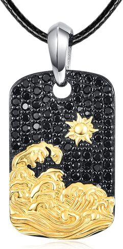 PRAYMOS Wave/Mountain Necklace for Women 925 Sterling Silver Black Cubic Zirconia Natural Jewelry Gifts … in Saudi Arabia