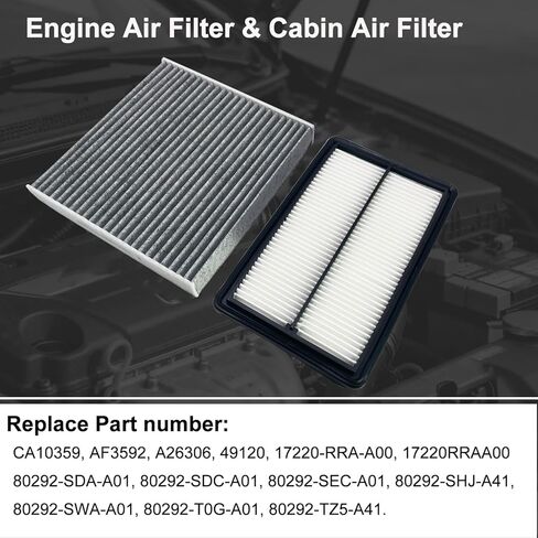 17220-RRA-A00 Engine Air Filter and 80292-SDA-A01 Cabin Air Filter Set Fit For 2006-2011 Civic 2.0L, 2007-2011 Acura CSX 2.0L in Kuwait