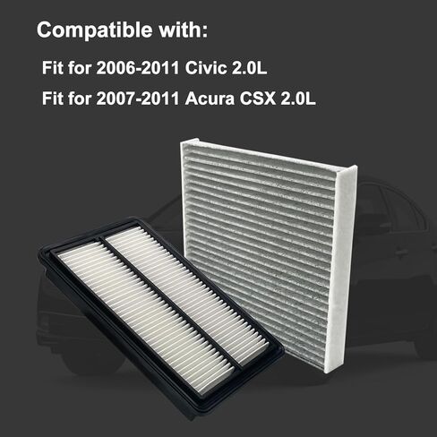 17220-RRA-A00 Engine Air Filter and 80292-SDA-A01 Cabin Air Filter Set Fit For 2006-2011 Civic 2.0L, 2007-2011 Acura CSX 2.0L in Kuwait