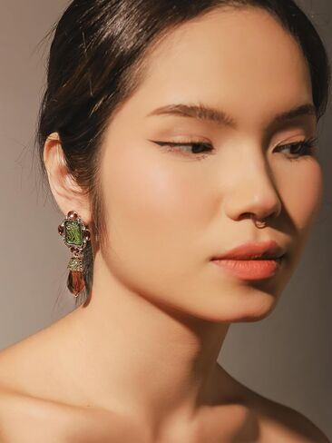 OJERRY البيزنطية الباروك العصور الوسطى الفيكتوري بيان غير النظامية الأخضر البني قلادة تتدلى الأقراط زي المجوهرات والاكسسوارات الزي هدايا رومانسية باردة للنساء المتدلية في الثلاثينيات من العمر in Kuwait