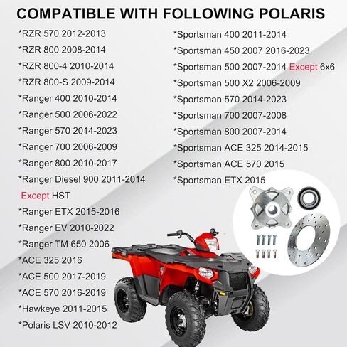 Rear Wheel Hub Bearing Brake Rotor Studs Kit Compatible with Polaris RZR 570 800 Sportsman 400 450 500 570 600 700 800 ACE Ranger 400 500 570 700 800 Diesel EV 2006-Up OEM # 5135113 3585502 in Saudi Arabia