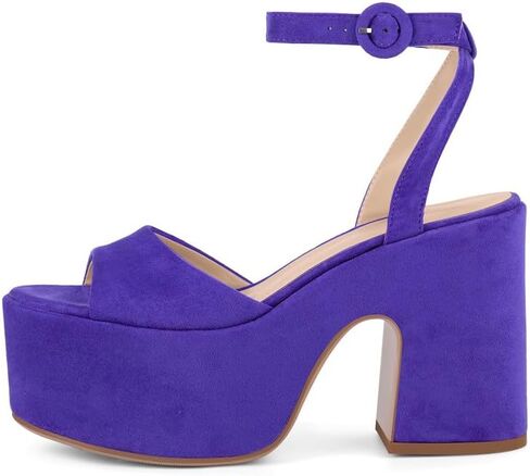 Chunky Platform Heels for Women Open Toe Block High Heeled Sandals Ankle Strap Buckle Dress Shoes for Wedding Party Ladies in Kuwait