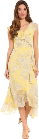 London Times Womens Elegant Floral V-Neck Wrap Maxi Dress with Cap Sleeves for Wedding Guest & Spring Events in Saudi Arabia
