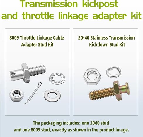 Throttle Linkage Adapter & Transmission Kickdown Stud Kit (8009 & 20-40) Compatible with Chevrolet 1977 and Later Models in Kuwait