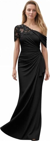 Applique Mother of The Bride Dress Mermaid Wedding Guest Dress Pleated Chiffon Formal Evening Gown for Women in Saudi Arabia