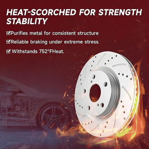 Rear Solid Disc Brake Rotors + Ceramic Pads Kit 6PC Compatible with Toyota RAV-4 2006-2018,HS250h 2010-2012,Geomet Coated - Replace 31443 D1212-8332,11.1in(281mm) in Kuwait