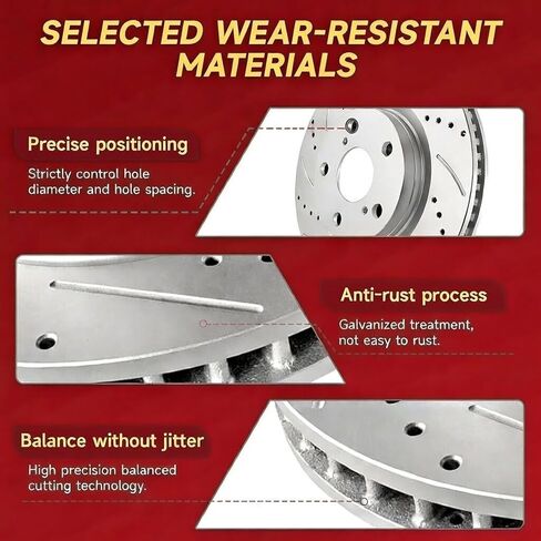 Rear Solid Disc Brake Rotors + Ceramic Pads Kit 6PC Compatible with Toyota RAV-4 2006-2018,HS250h 2010-2012,Geomet Coated - Replace 31443 D1212-8332,11.1in(281mm) in Kuwait