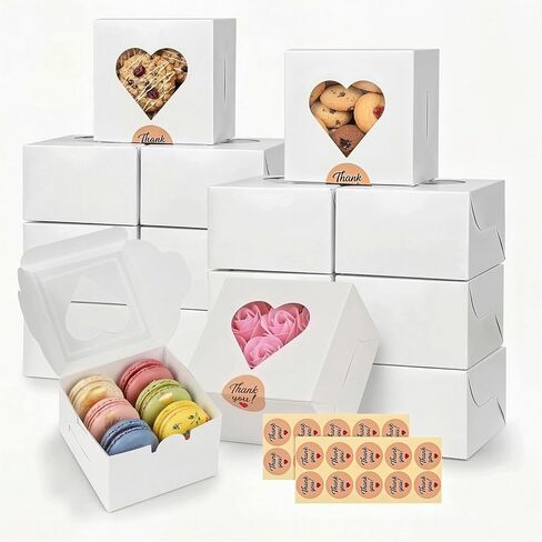 VGOODALL 50PCS صناديق ملفات تعريف الارتباط الصغيرة ، صناديق مخبز مصغرة 4 × 4 ×. in Kuwait