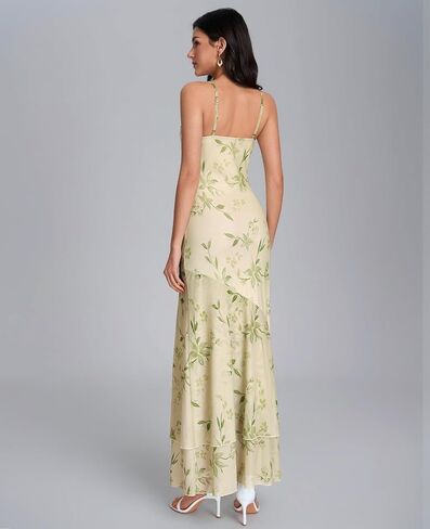 XinFSh Women's Floral Wedding Guest Maxi Dress Spaghetti Strap Ruffle Bodycon Elegant Long Formal Cocktail Party Dresses in Saudi Arabia