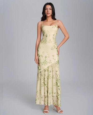 XinFSh Women's Floral Wedding Guest Maxi Dress Spaghetti Strap Ruffle Bodycon Elegant Long Formal Cocktail Party Dresses in Saudi Arabia