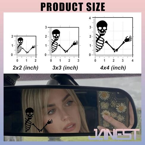 JANES 3pcs Waving Skeleton Decal, Size 2x1.5 UV DTF Transfer Car Mirror Decal, Funny Skeleton Rearview Mirror Sticker, Sarcastic Car Mirrors Stickers, Car Decals for Women Men, Car Decals for Trucks in Saudi Arabia