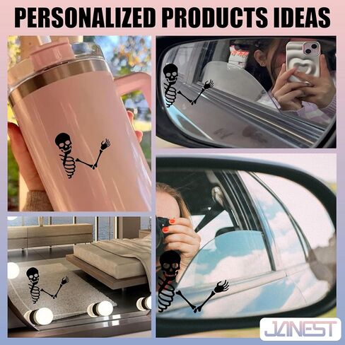 JANES 3pcs Waving Skeleton Decal, Size 2x1.5 UV DTF Transfer Car Mirror Decal, Funny Skeleton Rearview Mirror Sticker, Sarcastic Car Mirrors Stickers, Car Decals for Women Men, Car Decals for Trucks in Saudi Arabia
