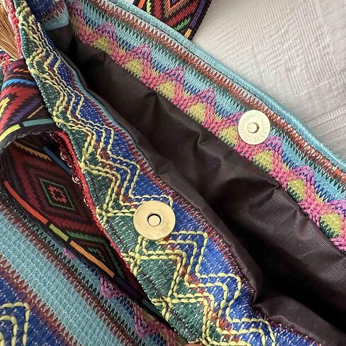 boho western crossbody bags for women, boho hippie handbag tote bag, fringe colorful multi color canvas purse in Kuwait