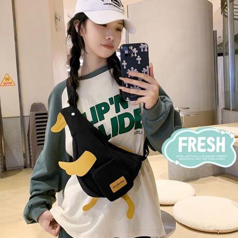 Y2K Cute Duck Crossbody Bag for Women Funny Large Capacity Cartoon Shoulder Bag Daypack for Travel in Saudi Arabia