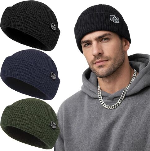 Fisherman Beanie Roll-up Edge Trawler Beanie Skullcap Watch Hat Knit Short Cap in Saudi Arabia