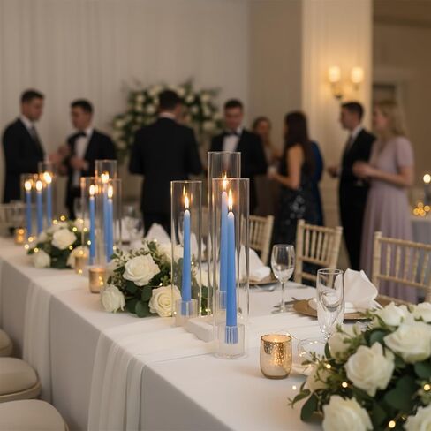 LETINE Hurricane Candle Holders with Ribbed Taper Candle Holders Set of 3(14")- Windproof & Elegant Candle Holder with Glass Cover for Outdoor&Indoors Wedding Centerpieces, Events & Home Decor in Kuwait